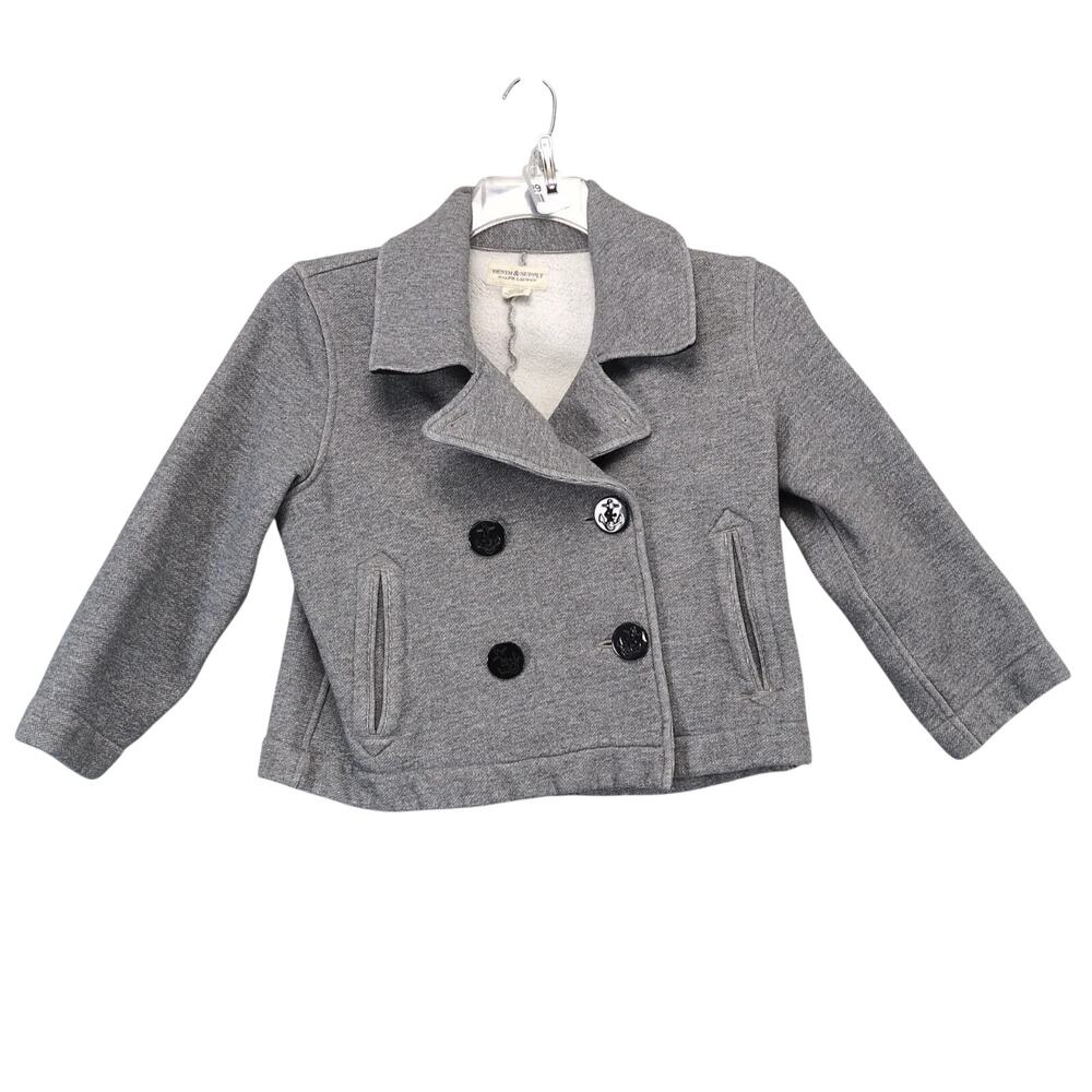 Denim &‎ Supply Ralph Lauren Gray Cropped Pea Coat Women's L Double Breasted Y2K